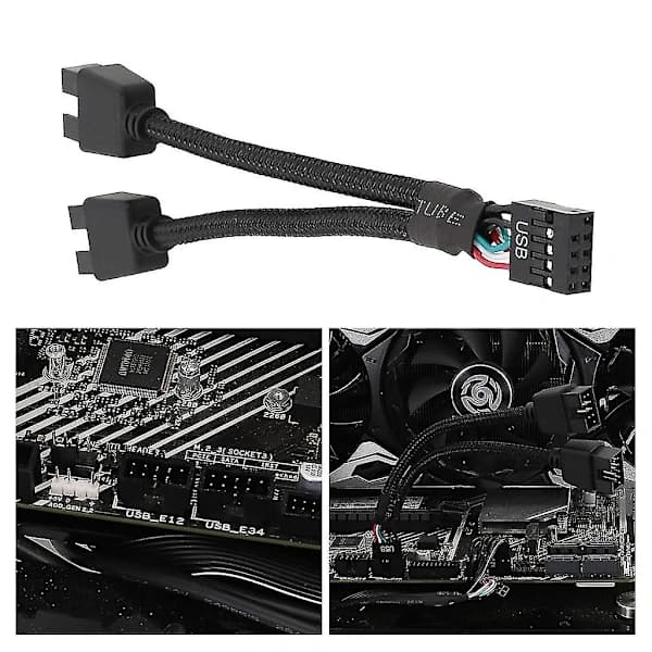 USB 2.0 Intern Moderkort Header Kabel USB 2.0 9-pin Hona Till Hane Kabel