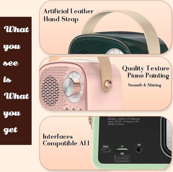 Retro Mini Bluetooth-højttaler, bærbar trådløs højttaler med Bluetooth 5.0, til hjemmet, rejser og camping, mørkegrøn