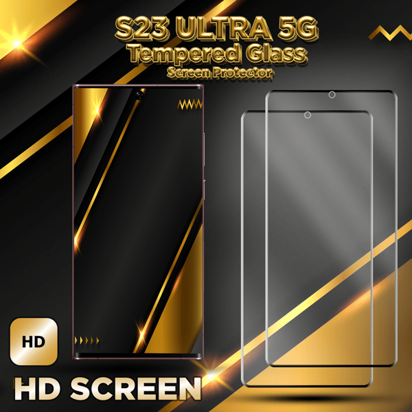 2-Pack Samsung S23 Ultra 5G - 9H Tempered Glass - 3D Super Quality Screen Protector