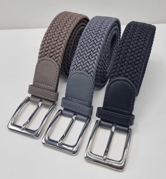 3-pack flätade elastiska bälten för män och kvinnor, stretchvävt canvasbälte med silverspänne, svart grå khaki, XXL 130 cm