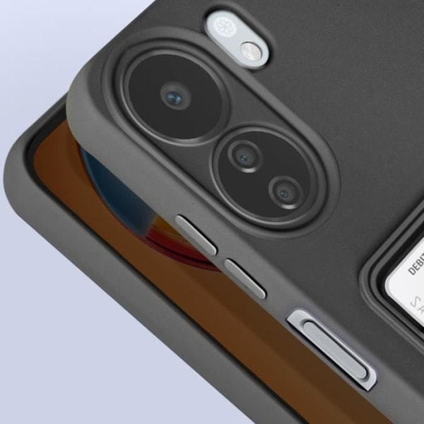Etui til Xiaomi Redmi 13C med kortholder, blødt, anti-fingeraftryk, sort