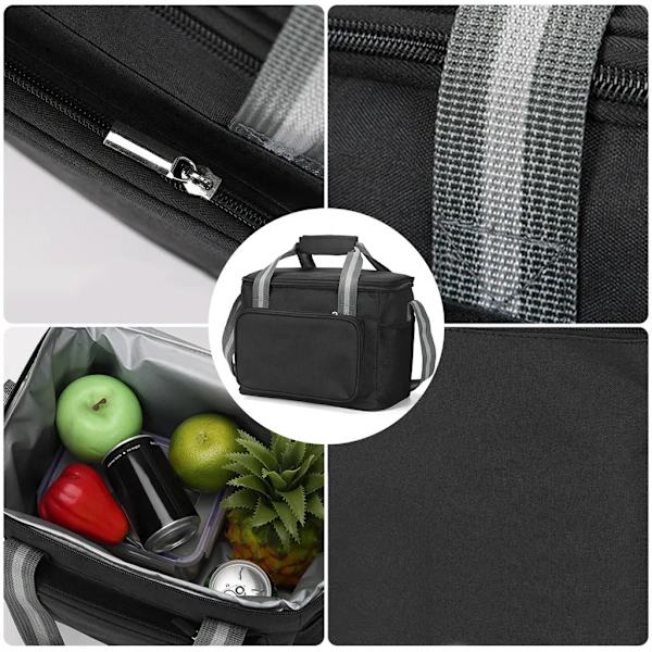 15L eristetty kylmälaukku matkalle, piknikille, BBQ-juhliin - Black
