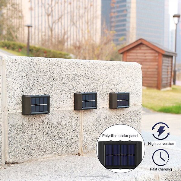 8 LED Aurinkokennokäyttöiset ulkopuutarhavalot, ylös- ja alaspäin suuntautuva valo, seinäkoriste, puutarhaseinävalaisimet, vedenpitävät puutarhakoristevalaisimet parvekkeelle