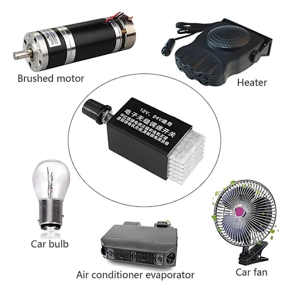 1. Motorhastighedsregulator DC 12V/24V 10A Motorhastighedsregulator Bryder til Bil Lastbil Blæser Varmeblæserstyring