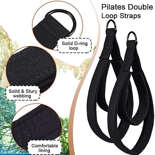 Dubbla öglor Pilates-remmar för reformers och annan träningsutrustning