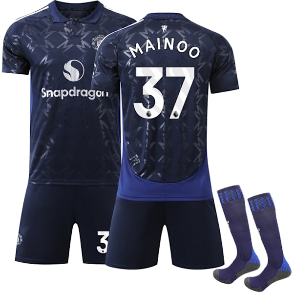 2024-2025 Manchester United Bortalag Barn Fotbollströja Kit NO.37 Mainoo 20