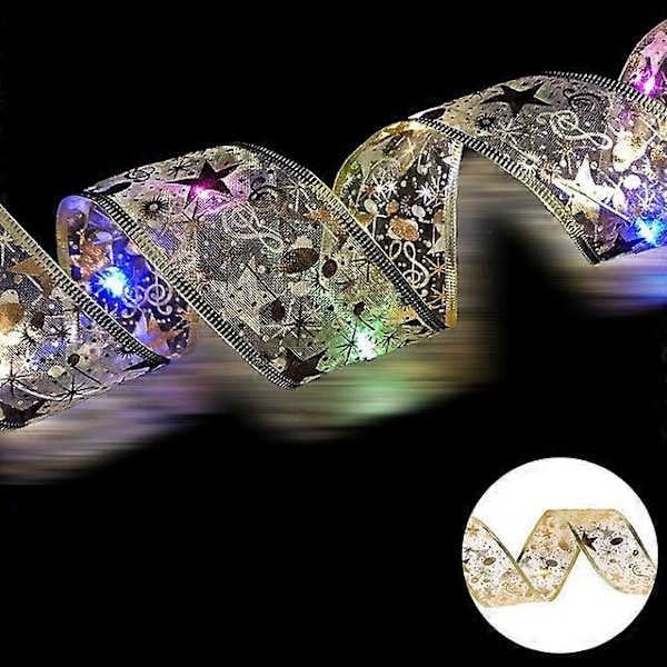 Nauha Keijuvalot Joulukoriste Joulukuusenkoristeet Kotiin 2023 Joulu Valonauhat Navidad Natal Uusi Vuosi 2024 Kulta-Monivärinen Gold-Multicolor 2M
