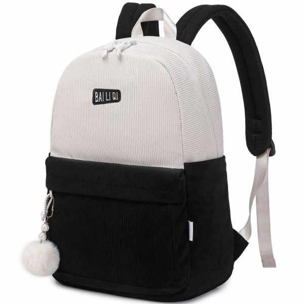 Laptop-rygsæk til kvinder og mænd 15,6 tommer stilfulde skolerygsække, College Causal Daypacks skoletaske bogtaske rejserygsæk (sort)