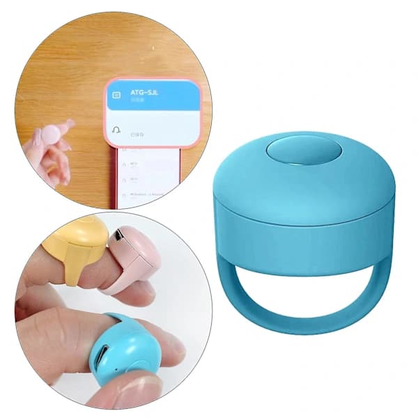 2x Trådløs Bluetooth Fingertupp Video Kontroller Klikker Side Vender Blå