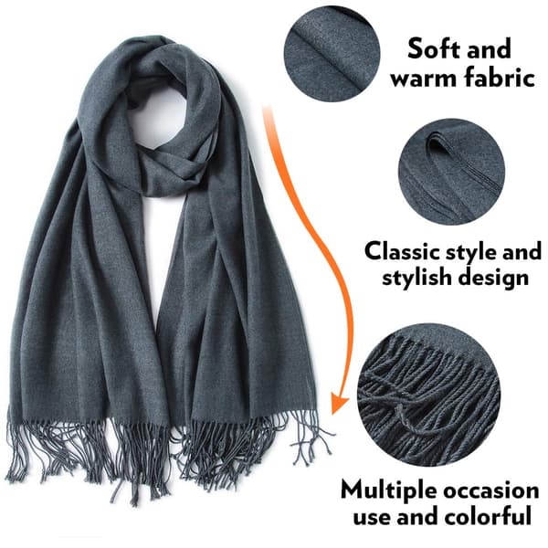 Women's Scarf Warm Autumn Solid Cotton with Tassel/Fringe, Solid & Plaid Pashmina Shawls Stole Reusable