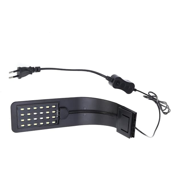 Akvarielampe LED Ultratynd Akvarium Clip Lampe til Planter (Sort, Blåt Lys)
