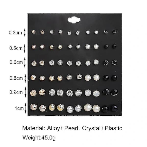 30 par øreringe sæt store små perler diamant krystal øreringe til bal