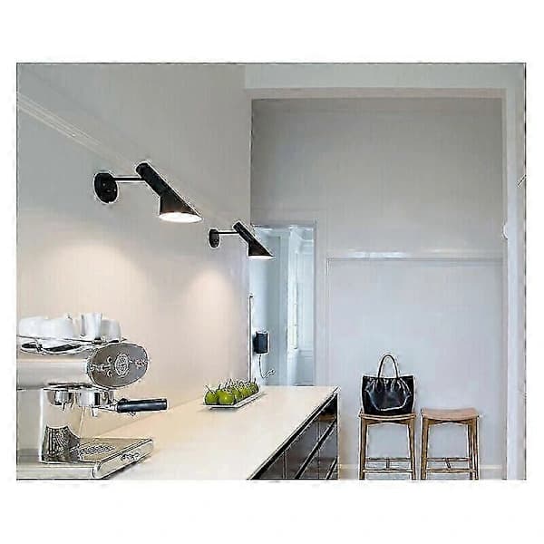 [CA] Moderne Nordisk Væglampe med Kontakt, Justerbar Sort E27 Læselampe til Stue[JUN]