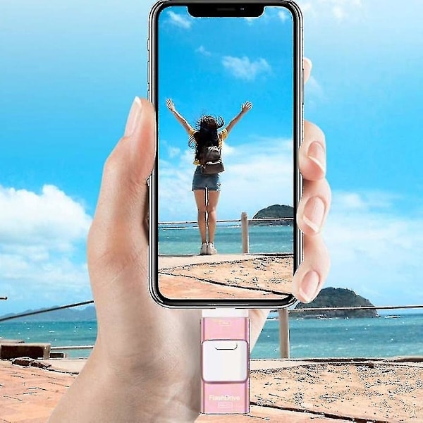 USB-minne for iPhone 128GB 4-i-1 USB C Format Minnekort Foto Minne Ekstern Lagring Minnekort for iPhone iPad Android Datamaskin