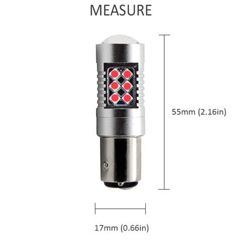 Bay15d Red p21/5w 1157 LED with 24pcs 3030smd 2-pack Rear Brake Light Silver silver Silvergrå
