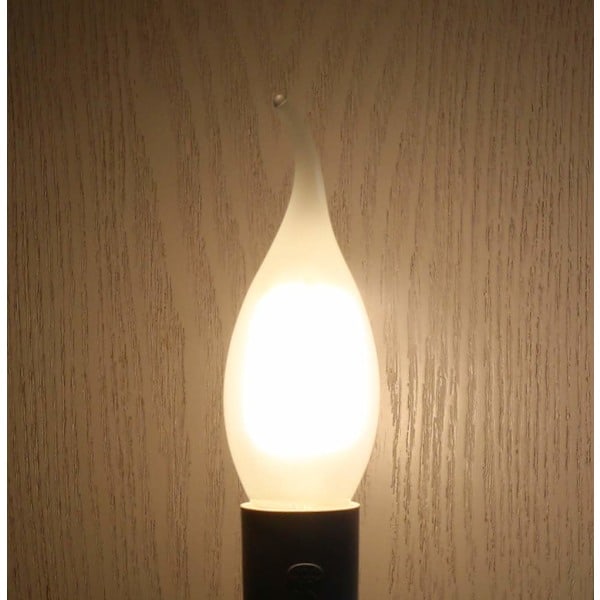 Set med 6 LED-flamlampor E14 4W Varmvit 2700K - Filamentljus för ljuskronor - Frostat glas