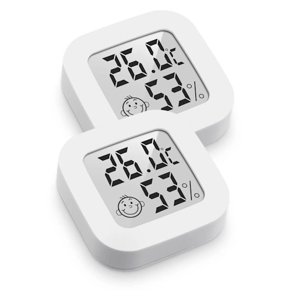 2 stk. Digitalt Termometer Hygrometer LCD Innendørs Utendørs