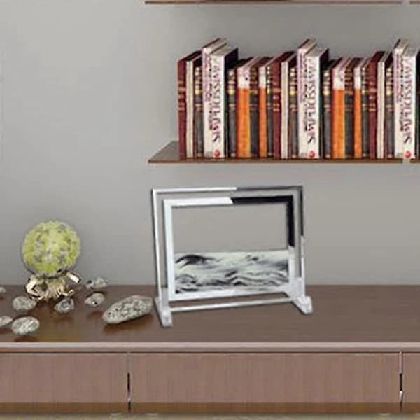 3D Landskap Rörlig Sandmålning Dynamisk Sandbild Flödande Sandmålning Timglas Dekor Blå 18.5x22cm