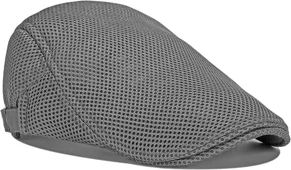 Herre Sommer Flat Cap, Justerbar Åndbar Polyester Mesh Hat, 55-60 cm, Grå, Til Udendørs Aktiviteter Og Solbeskyttelse