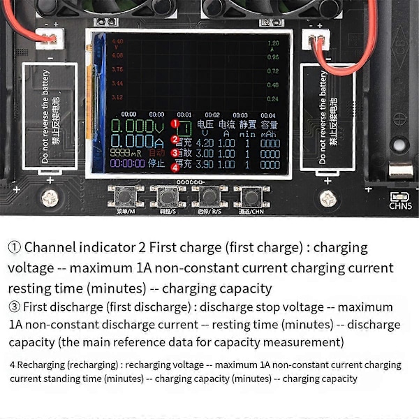 CASA 8 Kanaler 18650 Lithium Batterikapacitet Tester Modul MAh MWh Kapacitetsdeling Intern Modstand