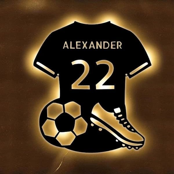 Fotboll LED Neonskylt USB-driven med dimmer Metalldekor för sovrum, fest, bar, sportfans