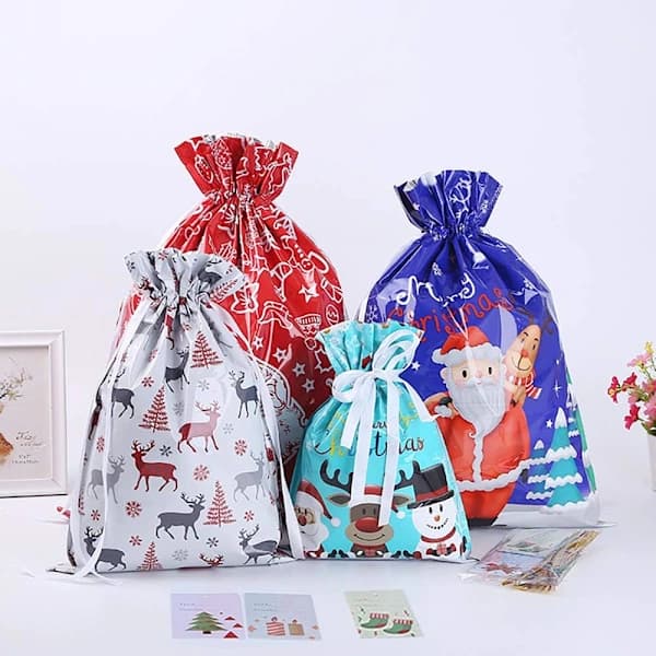 15-pack stora presentpåsar med dragsko för julklappar 30x40cm