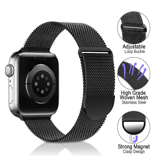 Metalrem i rustfrit stål, kompatibel med Apple Watch-armbånd