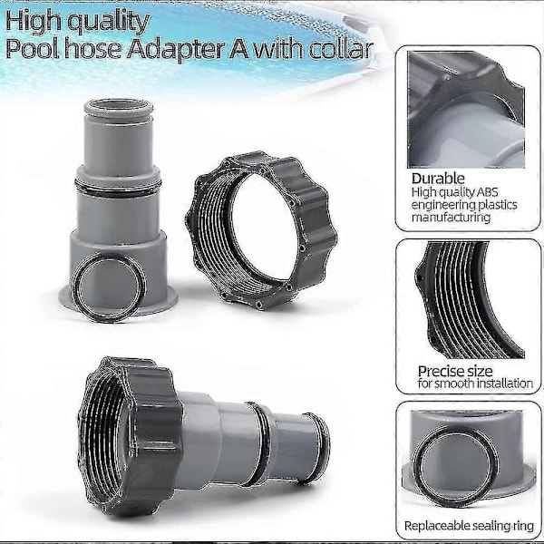Erstatningsadapter for bassengslange for Intex A-pumpe, Passer 32mm og 38mm slange（CA)