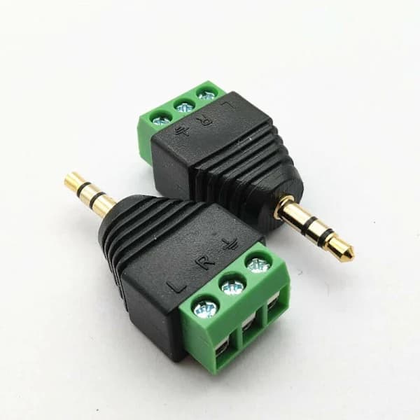 3,5 mm jack til skruklemadapter, stereokabling og IR-forlengelseskabel 2 stk