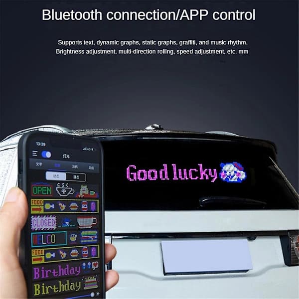 [CA] LED Pixel Panel, USB 5V Flexibel LED-modul RGB Rullande Textanimering Display, Bluetooth-app, 9,2 * 37,2 cm ()
