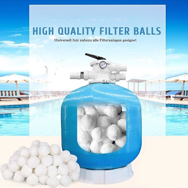 2023 - 700g/8l Filterkugler til Pool, Filterkugler, Fiberfiltermedie til Sandfilter i Pool