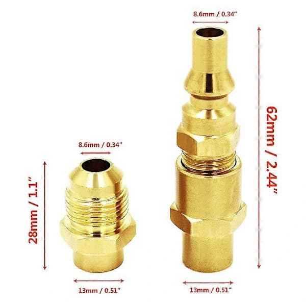 1/4 tomme RV Propan Quick Connect Adapter Messingfitting til Weber Q100 Q1000 Q200 Q2000 Campingvognsgrill 2-pak