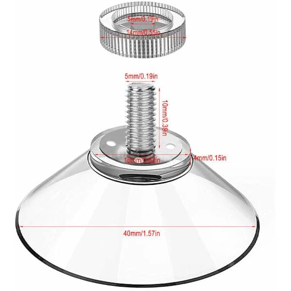 4 st sugkoppshållare i plast med sugpropp, 40 mm rund, transparent, solid silikon med räfflad mutter för daglig upphängning, klibbig badrumskrok