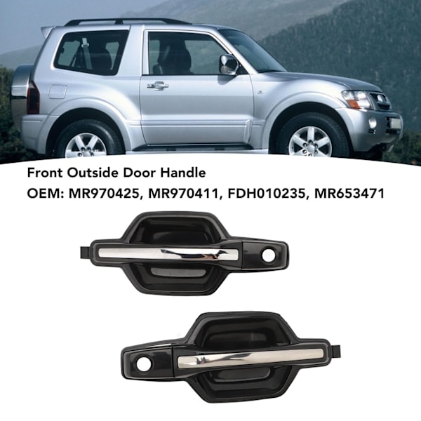 1 Par Fremre Ytre Dørhåndtak MR653471 Venstre Høyre Krom Dørhåndtak Erstatning for Mitsubishi Montero 2001–2006
