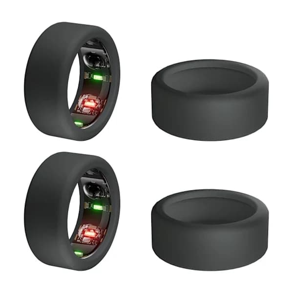 Beskyttelse til Oura Ring, 4-pak beskyttelse kompatibel med Oura Ring, Elastisk etui til Oura Ring Gen 3 Træning sort S