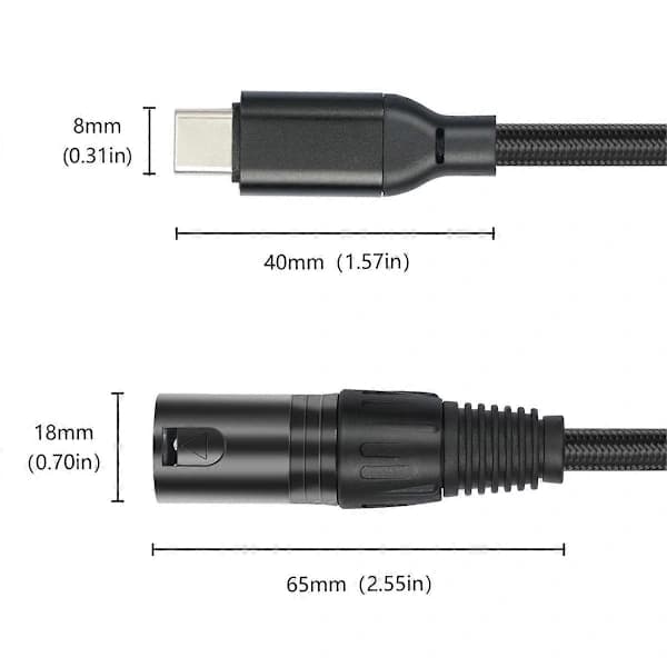 USB C til XLR-kabel, 2 m XLR hann til USB C-omformeradapter