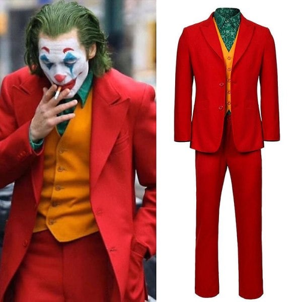 Joker Cosplay Kostym för Män och Barn Arthur Fleck Full Set Halloween Maskeraddräkt Karneval Kostym -a Med Peruk L With wig L