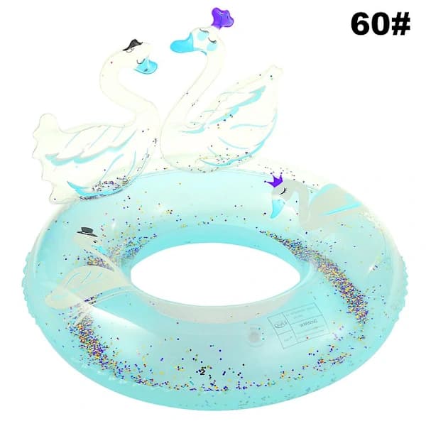 Oppustelig glitter svane badering grøn 60cm