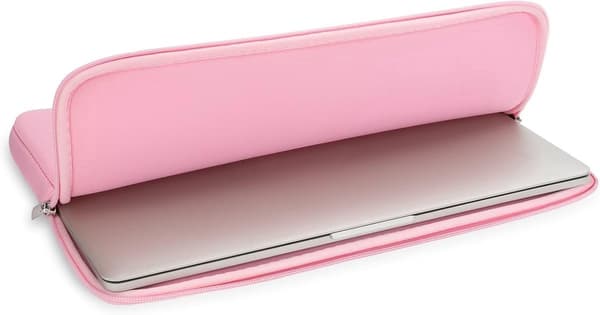 Bærbar computer sleeve, stød- og ridsefast, letvægts polyester med neopren inderside, til arbejde og rejser, pink, 14 tommer