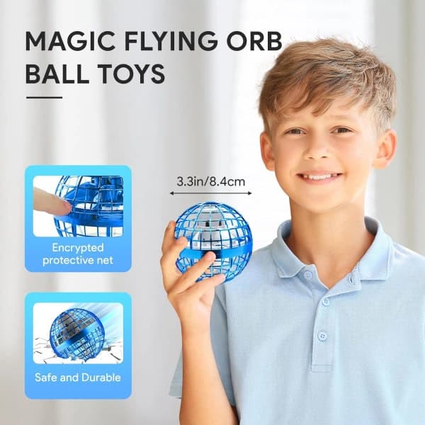 [CA] Flygande boll, 2023 uppgraderad flygande boll-leksak, handkontrollerad boomerang hoverboll, julklapp till barn blå