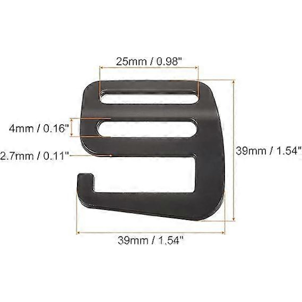 Metal G-Hooks Webbing Buckles, G-Hook Wave Crimp Tension Lock Adjustable Buckles for Backpack Straps Webbing 2 Pcs