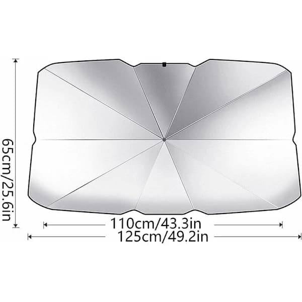 Hopfällbart solskydd för bilruta, solskydd för bilens främre vindruta, silver, 125*65cm