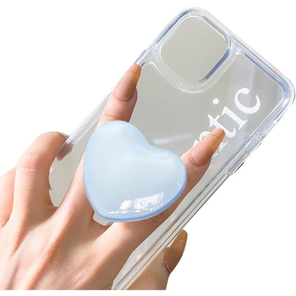 Magnetisk Mobiltelefonhållare Glas Hjärta Formad Hållare Expansionsbas Handsfree Tillbehör (Blå)