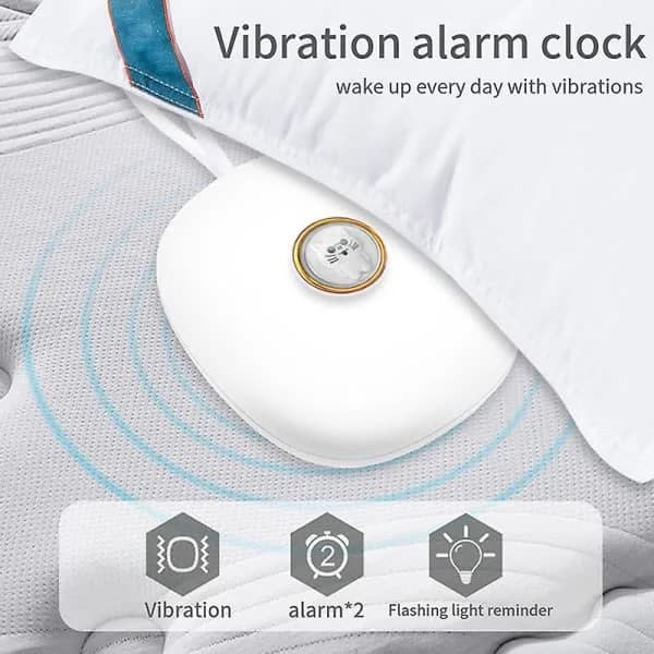 Multifunktionell Vibrerande Väckarklocka - Uppladdningsbar Sängvibrator Under Kudde Vit