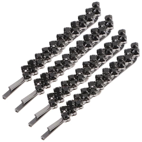 1 Set 2 Par Vackra Strass Hårnålar Mode Metall Hårnålar Svart 6x0.7cm Black 6x0.7cm
