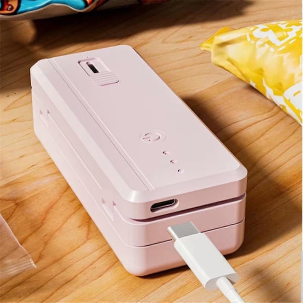 CASA 2-i-1 Mini Bærbar Forseglingsmaskine - USB Genopladeligt Mademballageværktøj til Køkkenbrug, Kompakt og Effektiv B