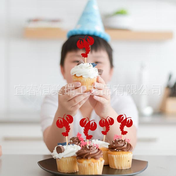Creative Crab Cake Topper Birthday Party Lobster Theme Cake Decoration Dessert Table Decorations