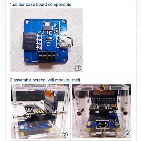 ESP8266 DIY Elektronisk Kit Mini Ur OLED Display Forbind med Skal DIY Loddeprojekt