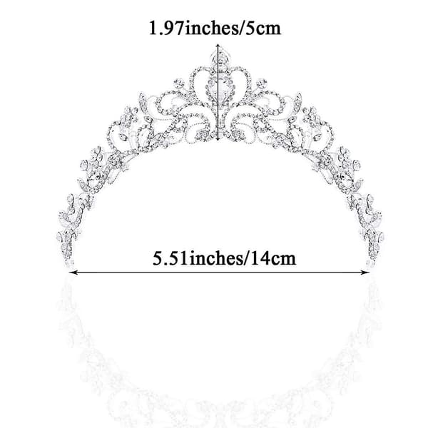 Bryllupskrone og tiara med krystaller til brudens hårtilbehør Sølv Hart Tiara til kvinder og piger
