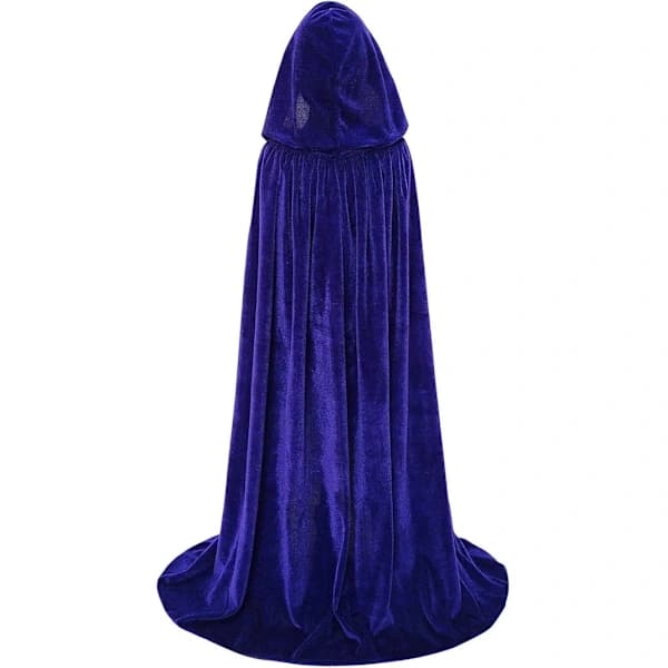 Børnesammetkåbe med hætte til Halloween, jul, cosplay-kostumer, blå, L